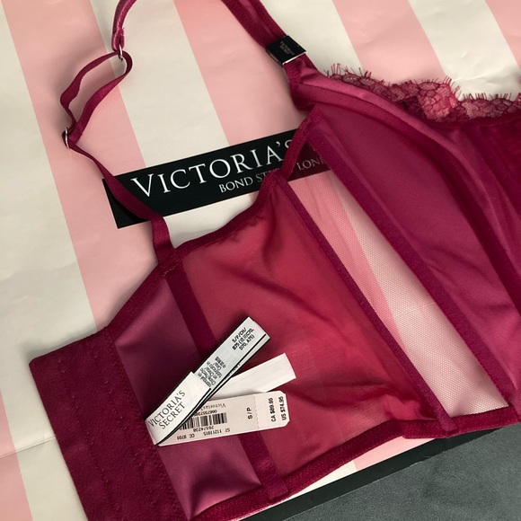 NWT VS velvet & sheer mesh lace up corset top - Picture 10 of 13